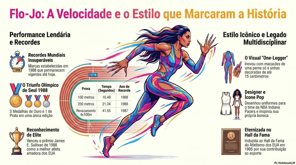 Gráfico mostra feitos da americana Florence Griffith-Joyner (Reprodução)