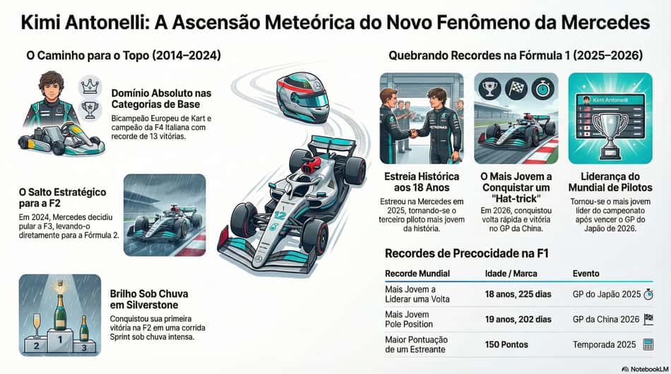 Gráfico mostra trajetória do piloto italiano Kimi Antonelli, líder da Fórmula 1 (Reprodução)