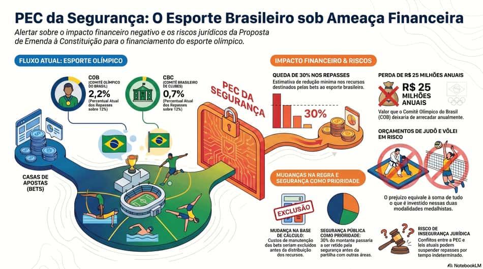 Gráfico mostra o impacto da PEC da Segurança Pública no esporte no Brasil (Reprodução)