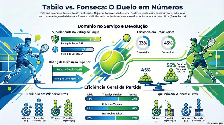 Gráfico mostra números da vitória de João Fonseca sobre Alejandro Tabilo em Munique (Reprodução)