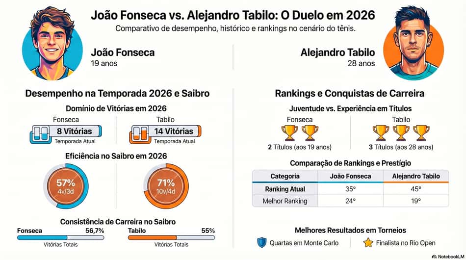 Gráfico mostra o desempenho de João Fonseca e Alejandro Tabilo na temporada (Foto: Divulgação)