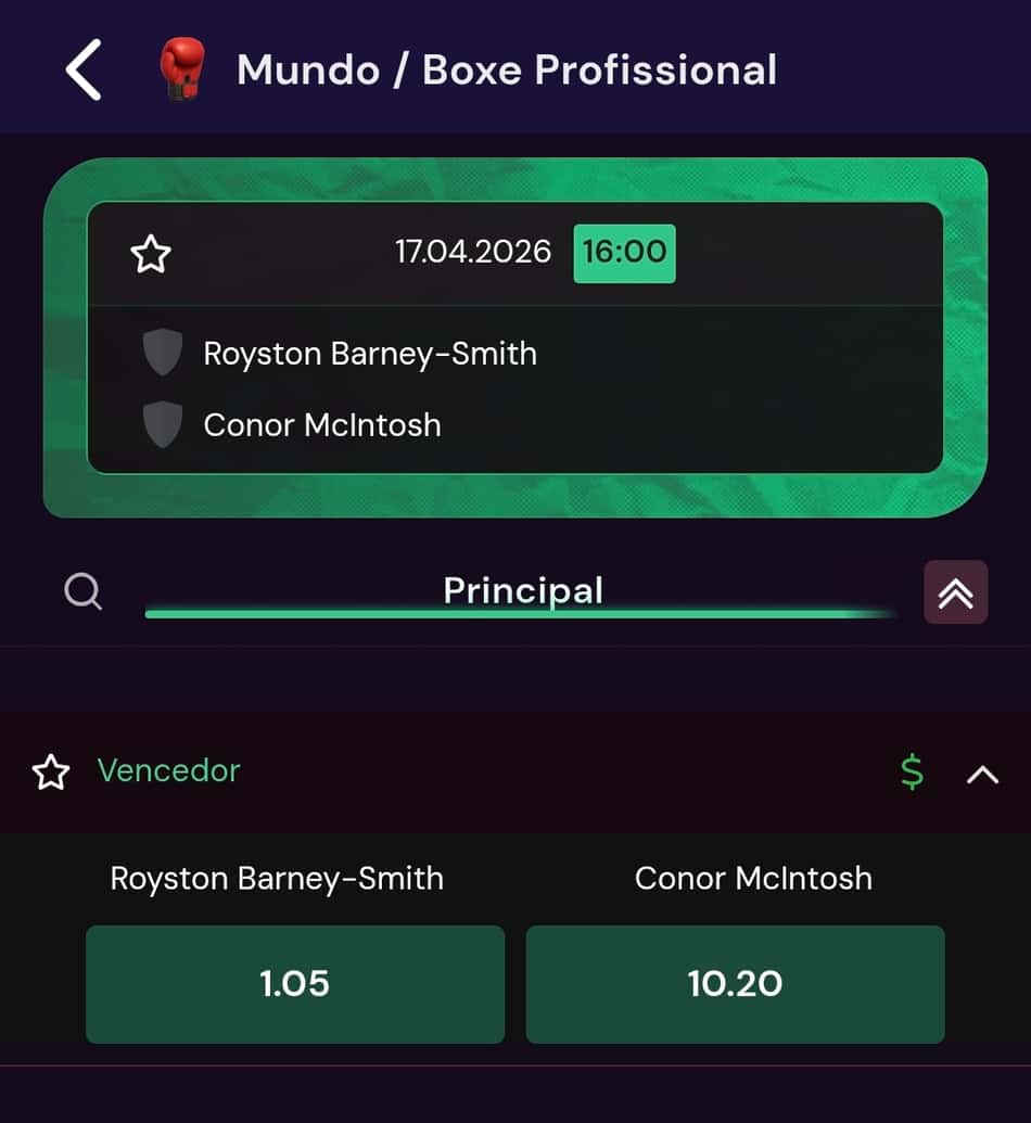  Captura de tela do mercado de apostas Vencedor 2-Way na Vbet em um evento de boxe.
