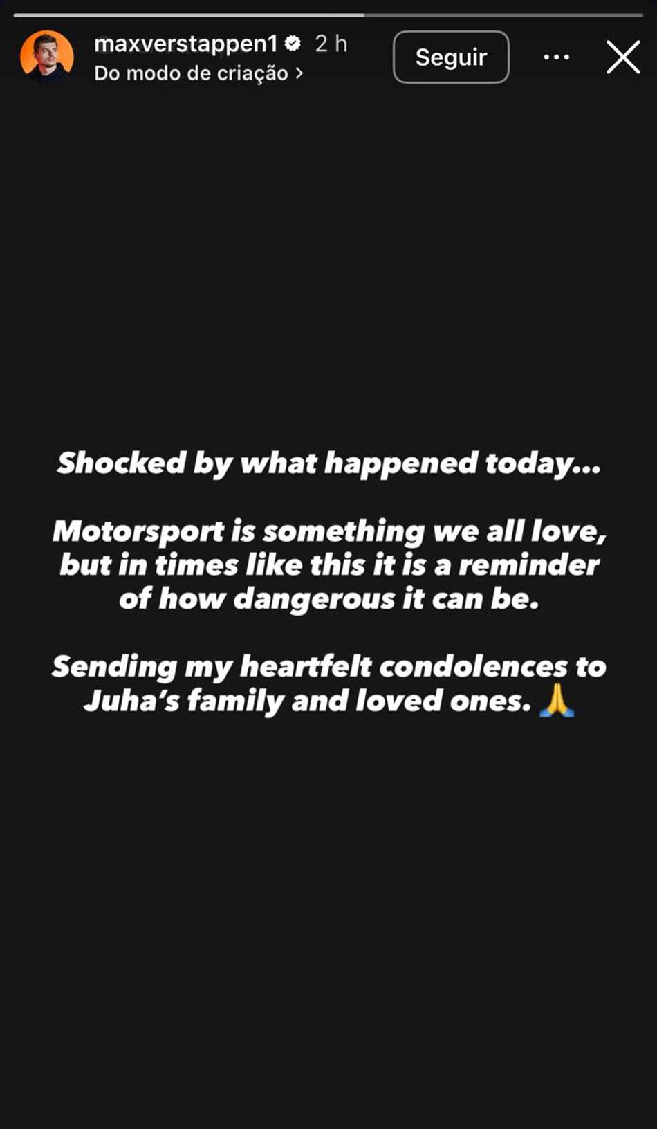 Max Verstappen prestou condolências à família de Juha Miettinem