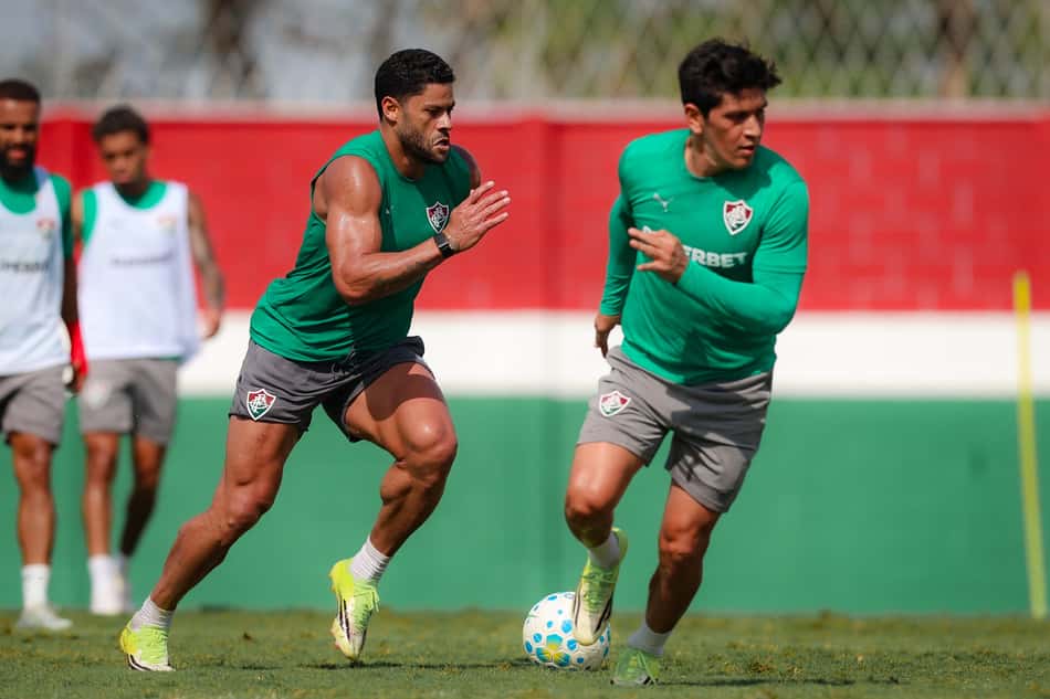 Hulk e Cano em treino pelo Fluminense (Foto: Marcelo Gonçalves/ Fluminense FC)