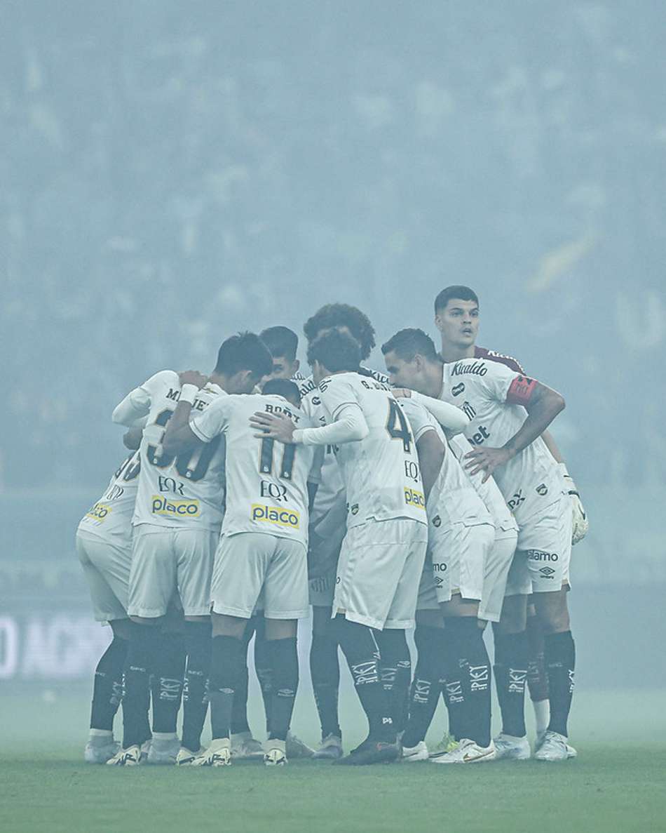 Elenco do Santos antes do duelo contra o Grêmio, em Porto Alegre. (Foto: Reinaldo Campos/Santos FC)