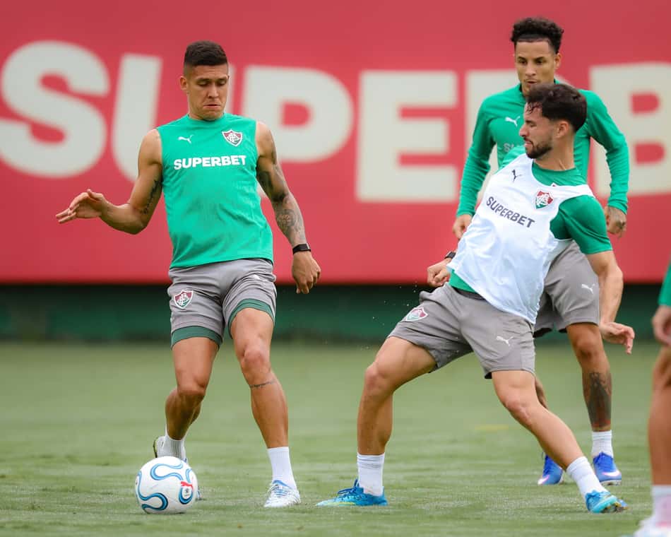 Millán e Martinelli em treino do Fluminense (Foto: Marcelo Gonçalves / Fluminense FC)