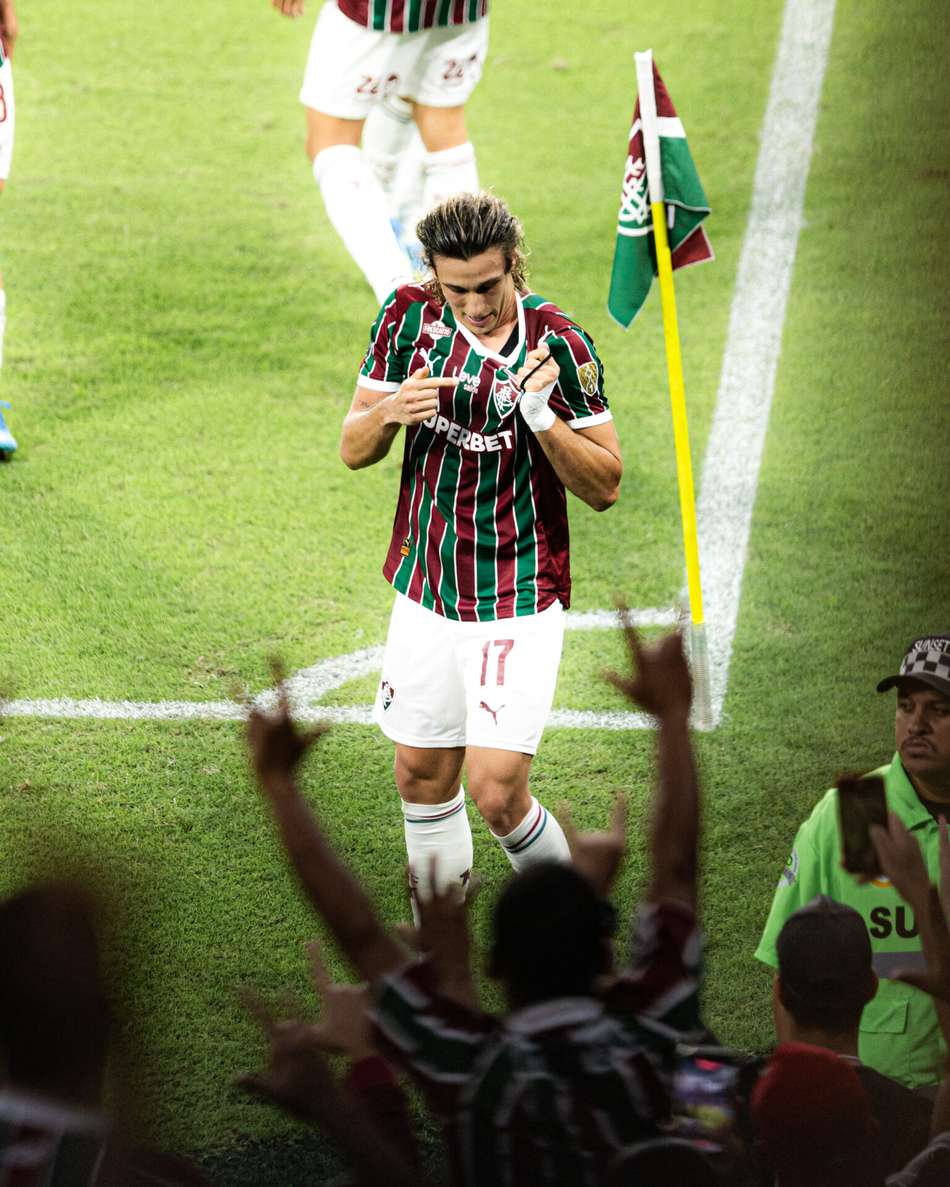Canobbio comemora terceiro gol do Fluminense contra o La Guaira (Foto: Marina Garcia/ Fluminense FC)