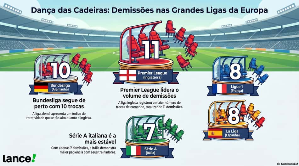 Dança das cadeiras de treinadores nas cinco grandes ligas da Europa