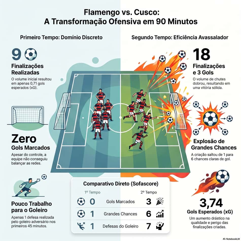 Estatísticas ofensivas do Flamengo contra o Cusco pela Libertadores