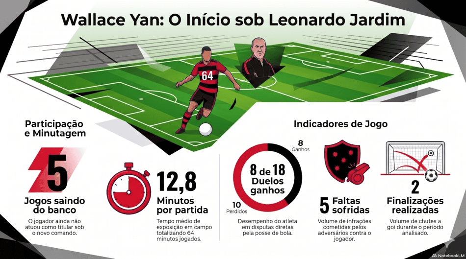 Números de Wallace Yan com Leonardo Jardim no Flamengo (Arte: Lance!)