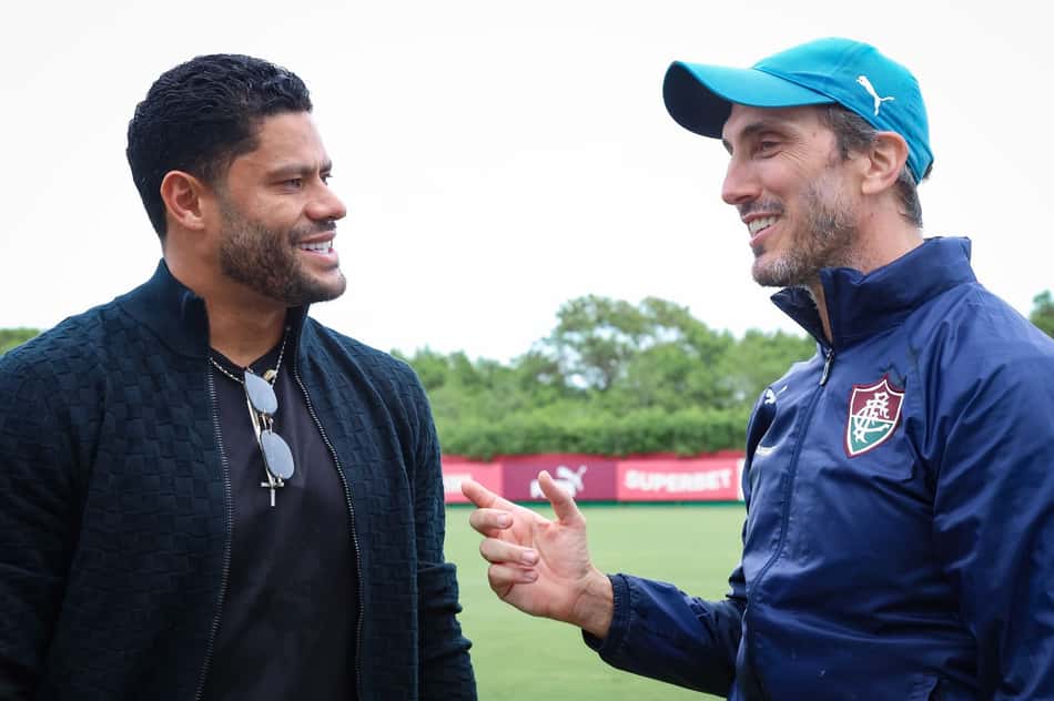 Hulk e Zubeldía no CT do Fluminense (Foto: Marcelo Gonçalves/ Fluminense FC)