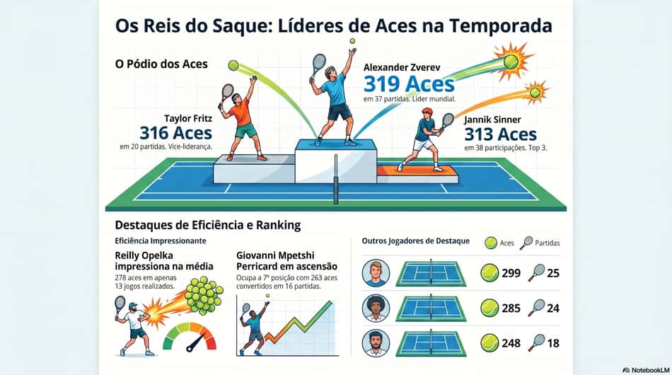 Gráfico mostra líderes de aces na temporada da ATP