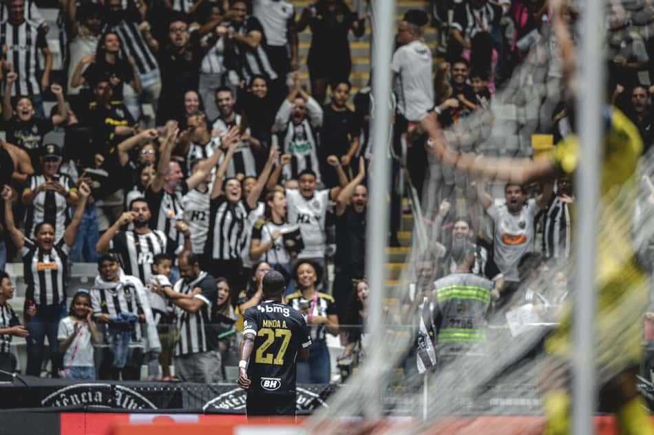 Minda comemora gol em Atlético x Mirassol (Foto: Pedro Souza / Atlético)