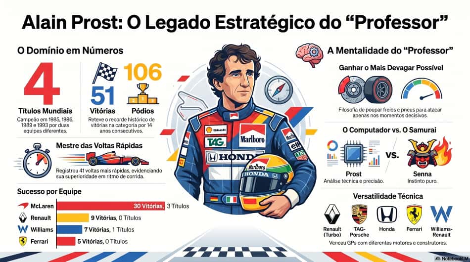 Gráfico mostra feitos da carreira de Alain Prost