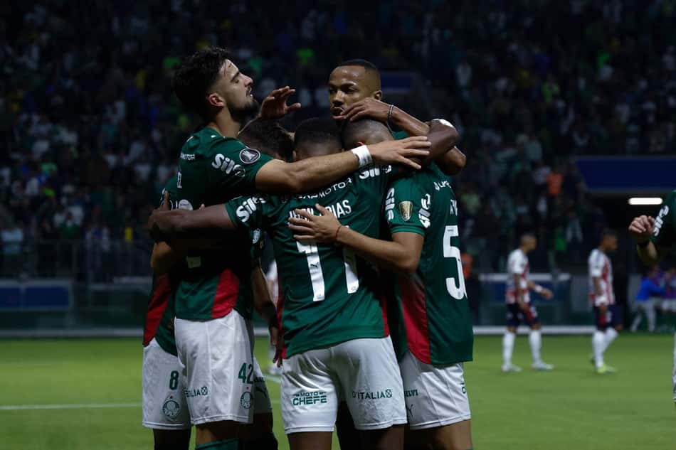 Palmeiras na vitória sobre o Junior Barranquilla (COL) por 4 a 1 durante partida válida pela Copa Libertadores, no Nubank Parque (Foto: Alex Silva/Agência Pixel Press/Folhapress)