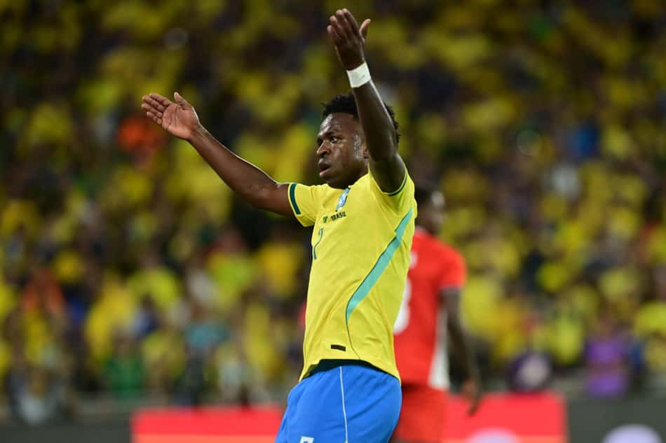 Vini Jr durante a partida da Seleção Brasileira contra o Panamá