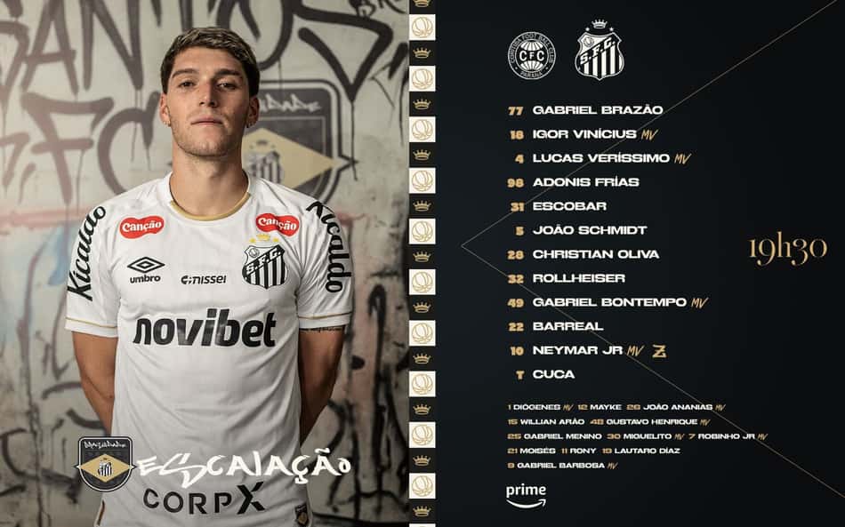 Santos divulga escalação do duelo contra o Coritiba. (Foto: Divulgação/ Santos FC)