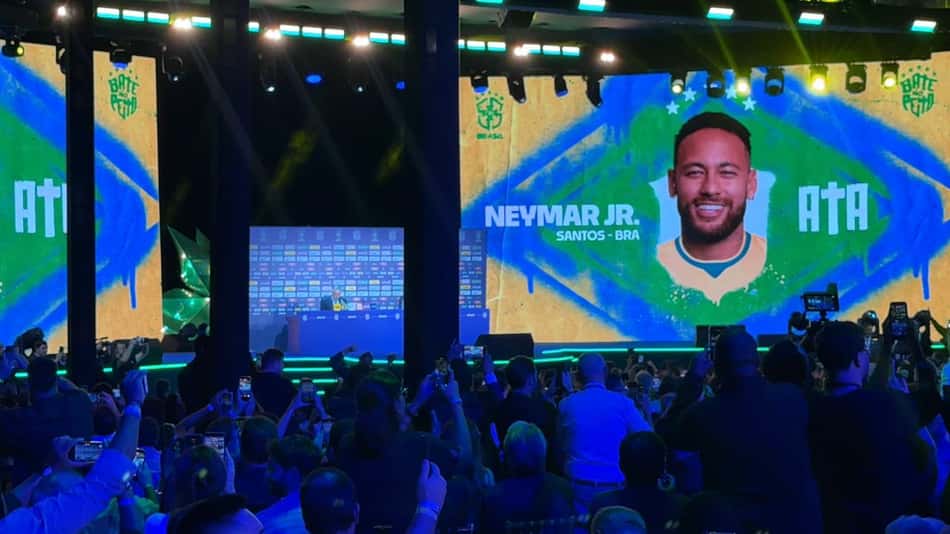 Neymar é anunciado durante a convocação da Seleção Brasileira para a Copa do Mundo de 2026 (Foto: Lucas Bayer/ Lance!)
