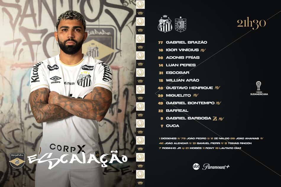 Santos divulga escalação para duelo contra o Cuenca. (Foto: Divulgação / Santos FC)