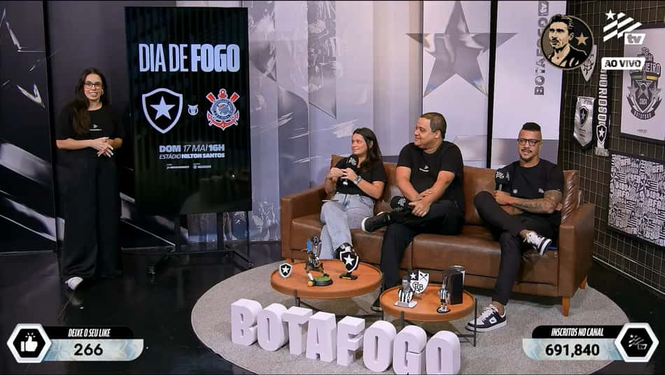 Estúdio e equipe da Botafogo TV (Foto: Divulação/Botafogo)