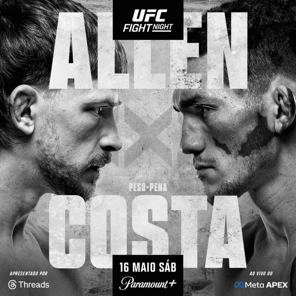 Card oficial do UFC Vegas 117, com Arnold Allen e Melquizael Costa (Foto: Divulgação/UFC)