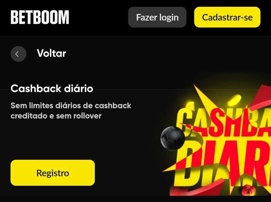 Captura de tela da promoção de cashback de cassino na BetBoom.