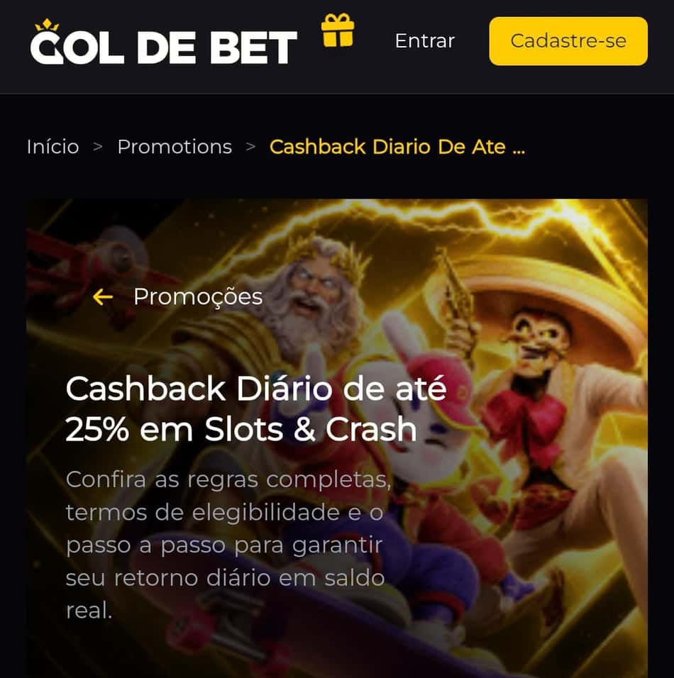 Captura de tela do bônus de cashback da Gol de Bet.