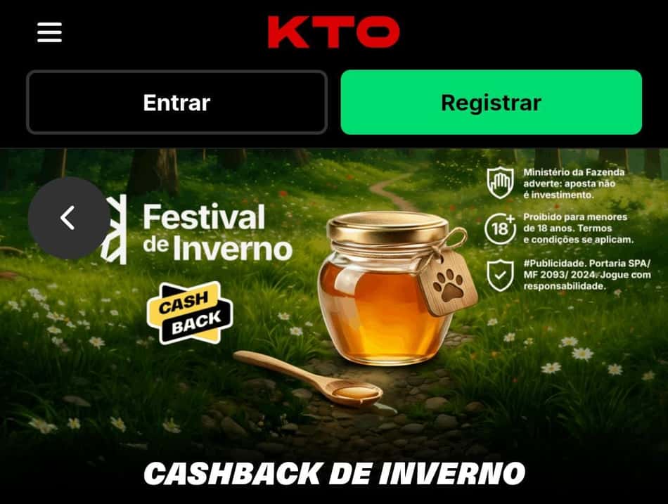 Captura da tela de cashback de cassino da KTO.
