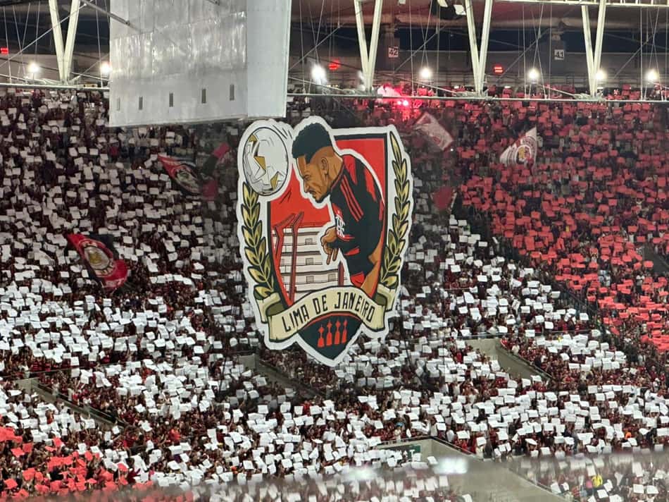 Mosaico com o gol do Danilo em Flamengo x Palmeiras na final da Libertadores (Foto: Lucas Bayer/Lance!)