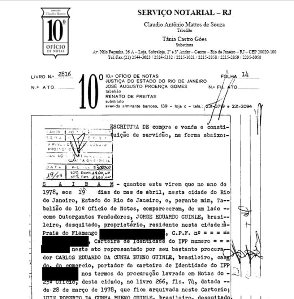 Escritura narra o processo de compra e venda da Granja Comary