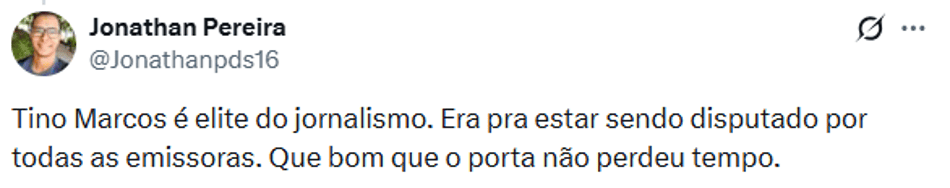 Internauta falando de Tino Marcos no Porta dos Fundos