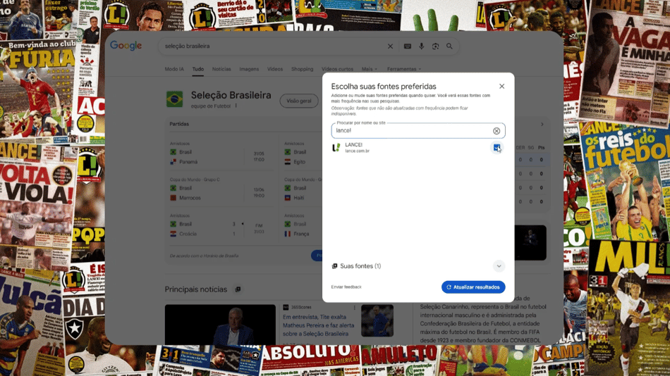 Como seguir o Lance! no Google (Foto: Arte/ Lance!)