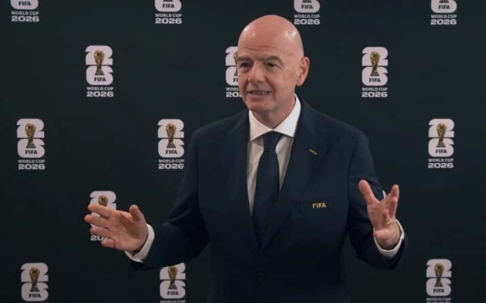 Gianni Infantino, presidente da Fifa, durante evento sobre a Copa do Mundo de 2026