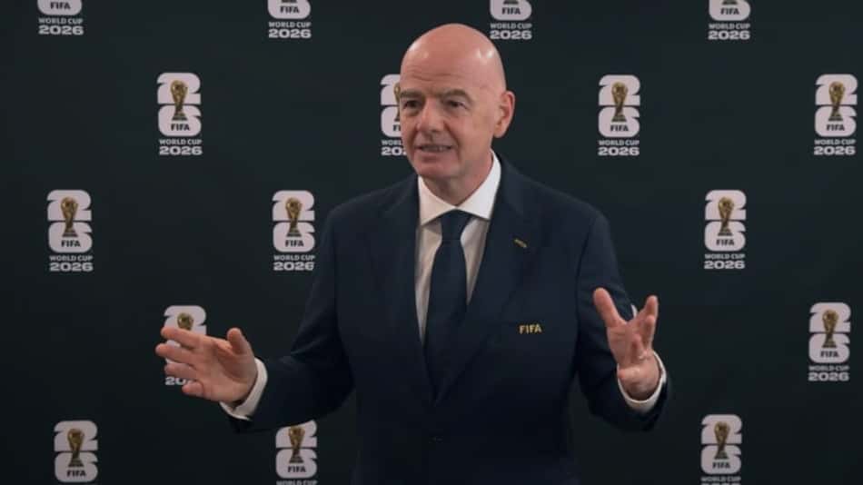 Gianni Infantino, presidente da Fifa, durante evento sobre a Copa do Mundo de 2026