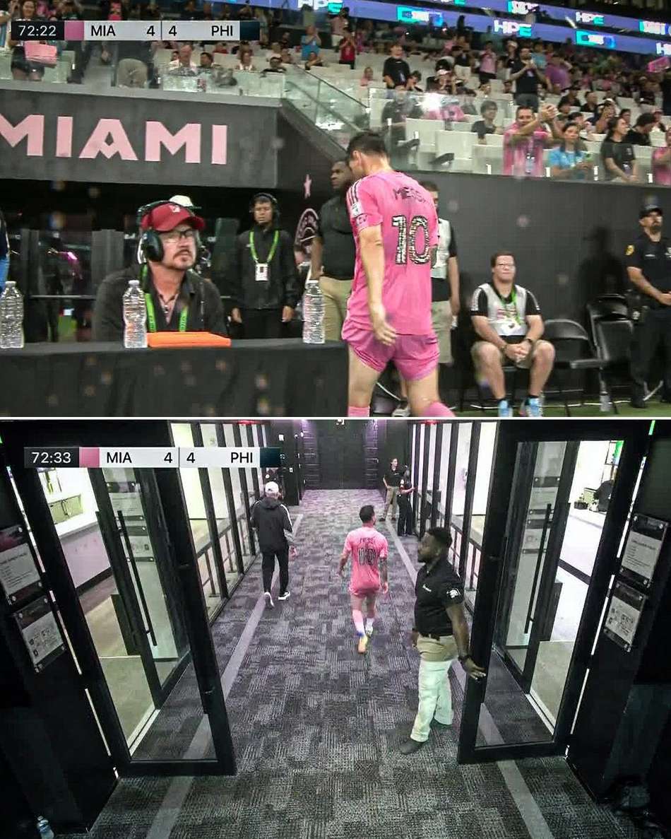 Messi indo para o vestiário.
