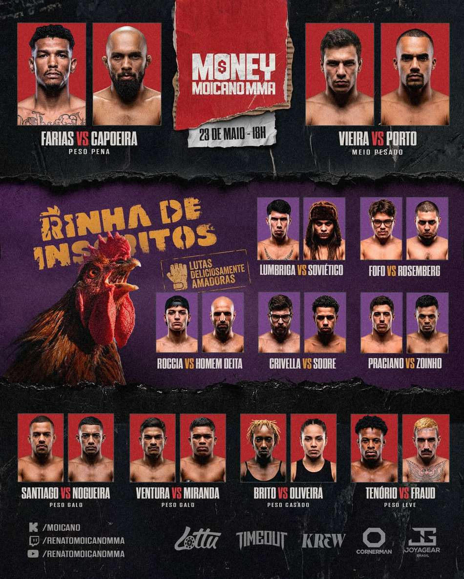 Card atualizado do Money Moicano MMA 1 (Foto: Divulgação)