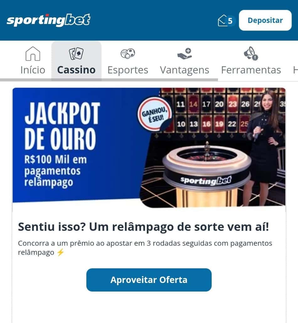 Captura de tela da Lightning Roulette na Sportingbet