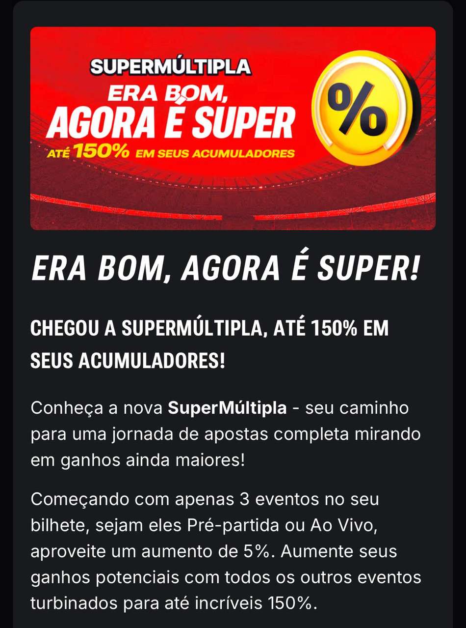 Captura da tela da SuperMúltipla, na Superbet.