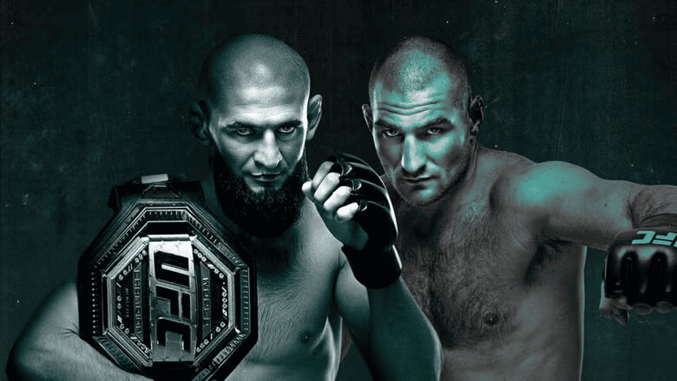 Card oficial do UFC 328, com Khamzat Chimaev e Sean Strickland (Foto: Divulgação/UFC)