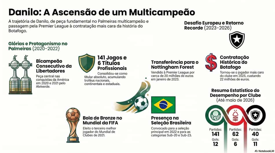 Gráfico mostra feitos da carreira de Danilo, do Botafogo