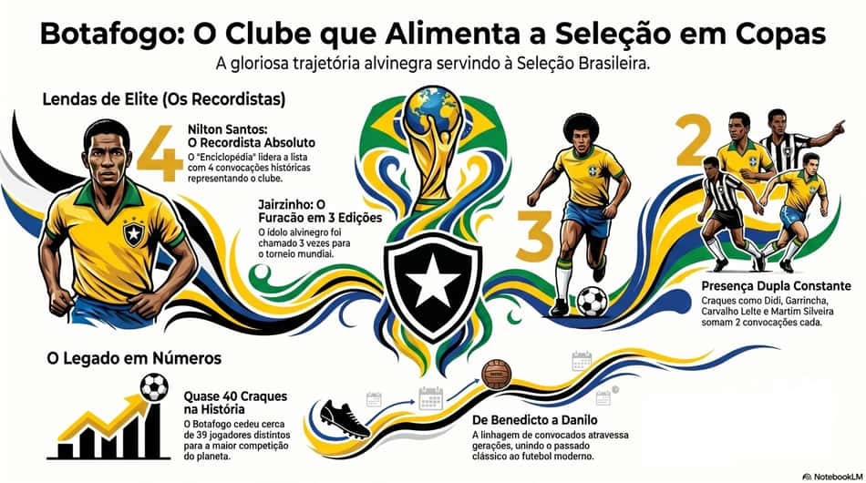 Curiosidades sobre os jogadores do Botafogo convocados para Copas do Mundo