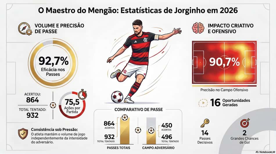 Números de Jorginho, do Flamengo, em 2026 (Foto: Arte/Lance!)