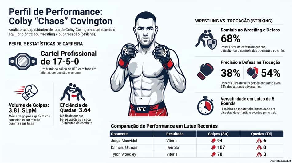 Gráfico mostra números da carreira do lutador americano Colby Covington 