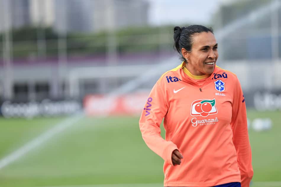 Marta durante treino da Seleção Brasileira no CT Joaquim Grava. (Foto: Lívia Villas Boas/CBF)