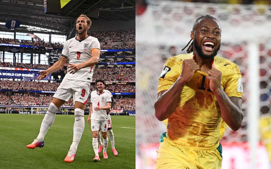 A Inglaterra, de Harry Kane, irá encarar Gana, de Antonie Semenyo, pela Copa do Mundo de 2026 (Fotos: PAUL ELLIS / AFP e DARRIAN TRAYNOR / AFP)