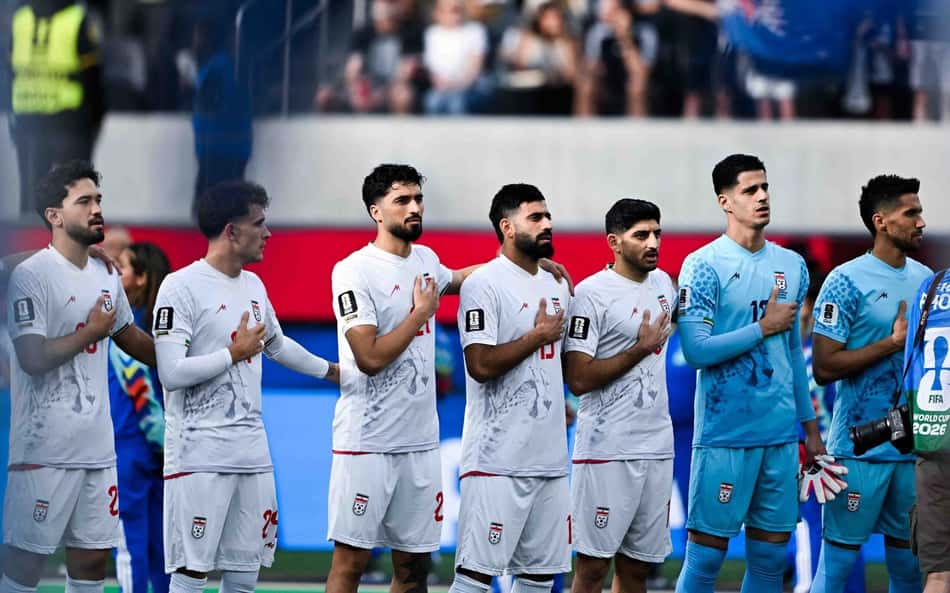 Jogadores da selecao iraniana posam para foto oficial durante partida da fase de grupos da Copa do Mundo FIFA Masculina de 2026 entre Ira e Nova Zelandia, no Estadio de Los Angeles, em Inglewood, em 15 de junho de 2026 (Foto de Nayra Halm/SPP). (Nayra Halm/SPP) (Foto: Sports Press Photo / Sports Press Photo/Fotoarena/Folhapress)