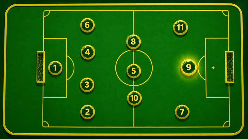 4-3-3, um dos esquemas mais comuns da história, deixa o camisa 9 da Seleção mais isolado (Foto: Lance!/ChatGPT)