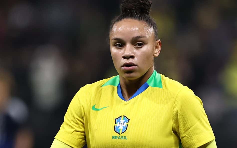 Atacante Dudinha durante Brasil x Japão, em 30 de maio, na Neo Química Arena. (Foto: Staff Images Woman/ CBF)
