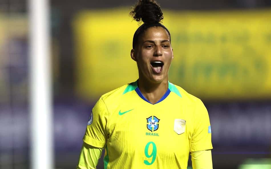 Amanda Gutierres comemora gol do Brasil diante da Venezuela. (Foto: Lívia Villas Boas/ CBF)