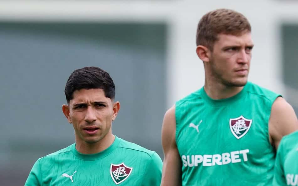 Bernal, Savarino, Castillo e Canobbio no treino do Fluminense (Foto: Marcelo Gonçalves/ Fluminense FC)
